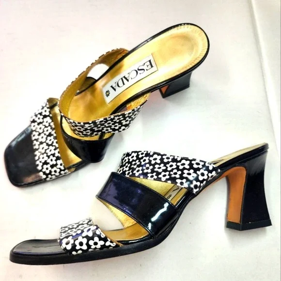 Escada Black and‎ White Patent Leather  Women's Heels Size 7 - Picture 2 of 11